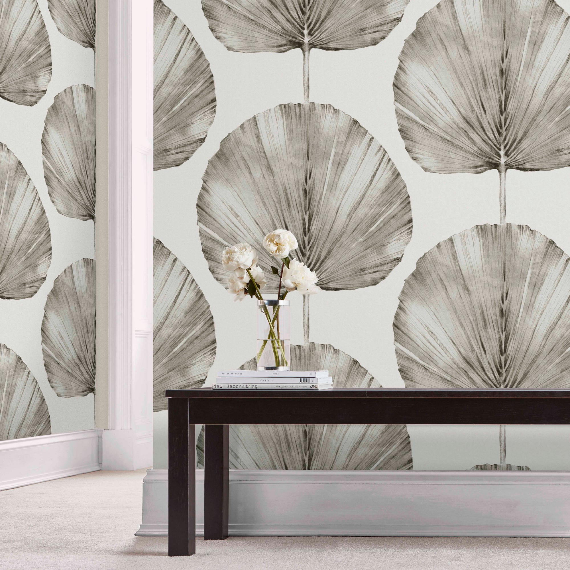 Palm Fan Wallpaper 112196 By Graham Brown In Stone Grey